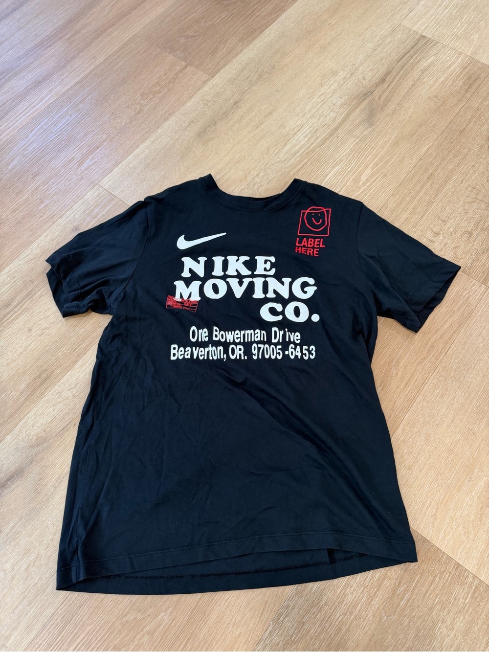 Nike Black Short-Sleeve 'Moving Co.' Graphic Tee with Red Accent